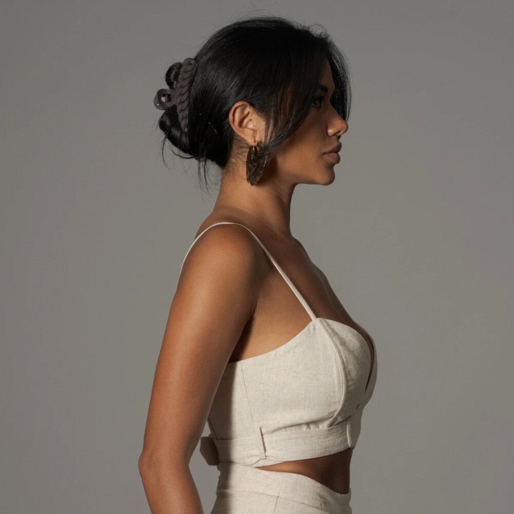 NWT! JLUXLABEL Cream Linen-Look Crop Top - Picture 3 of 10